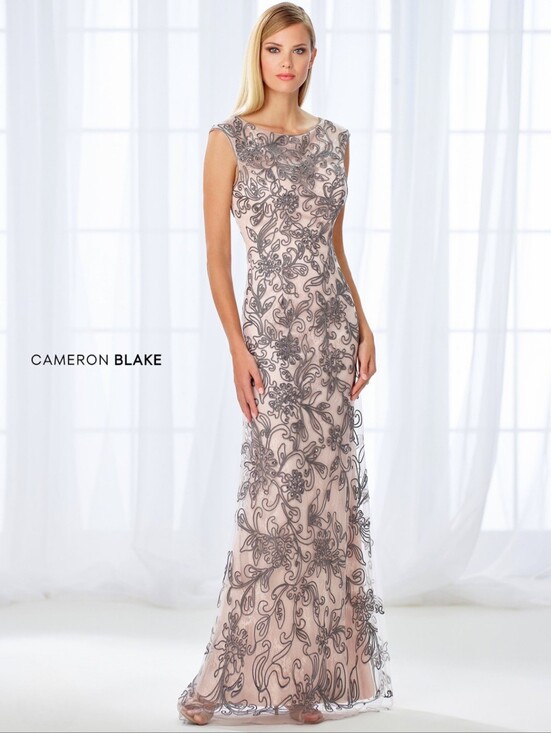 Cameron Blake Dresses & Skirts - Cameron Blake Blush Maxi Dress with Silver Embroidery